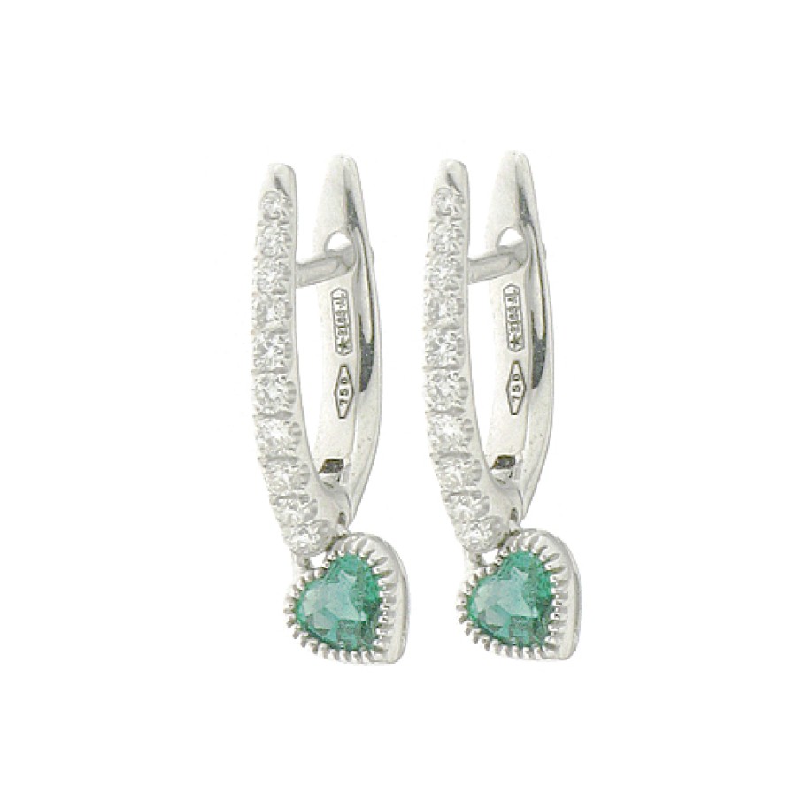 Casadei Gioielli Valentina Callegher Earrings With Emerald Heart And Diamonds 10559Sm Best