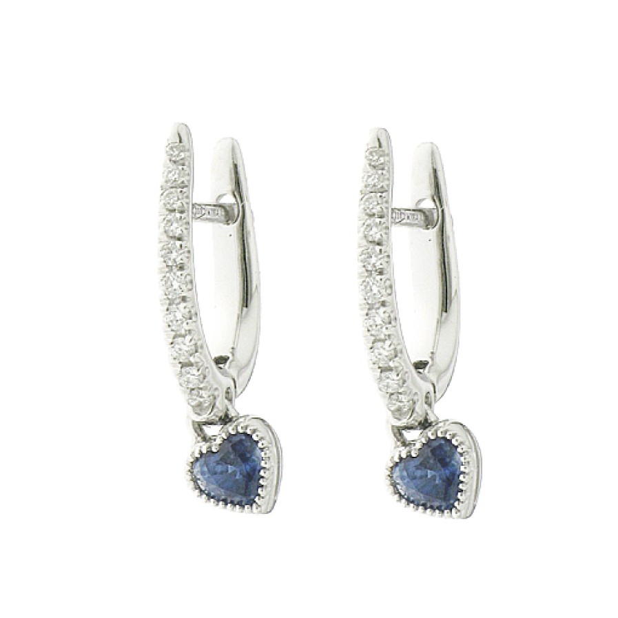 Casadei Gioielli Valentina Callegher Little Heart Sapphire And Diamond Earrings 10559Zf New